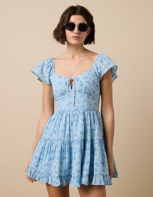 AE Flutter Sleeve Mini Dress | American Eagle Outfitters (US & CA)