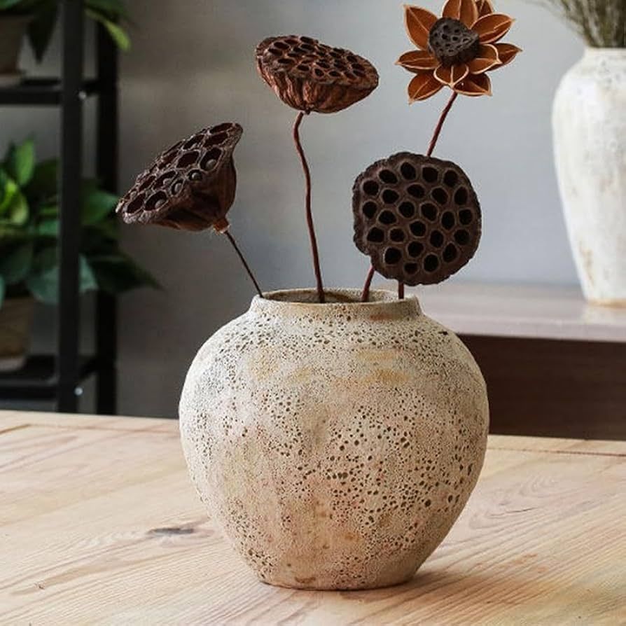 YSNCIDAN Ceramic Vase,Farmhouse Tall Vase,Rustic Home Deco Pottery, Minimalist Nordic Boho Style ... | Amazon (US)