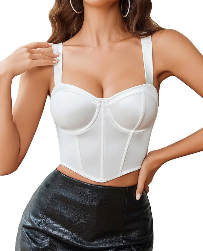 Avidlove Corset Tops for Women Sexy V Neck Bustier with Underwired Bralette Concert Outfits Crop ... | Amazon (US)