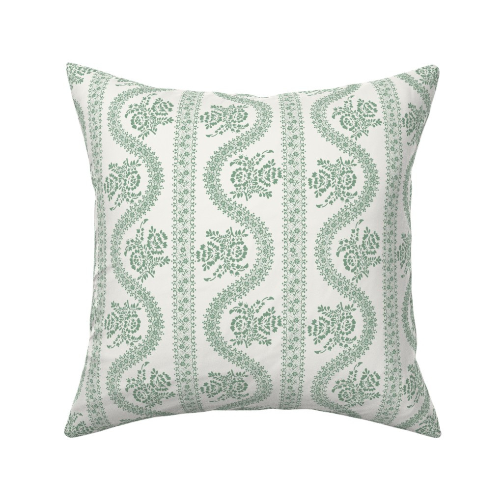 Throw Pillow in Abigail Serpentine Yeabridge Green 8" | Spoonflower