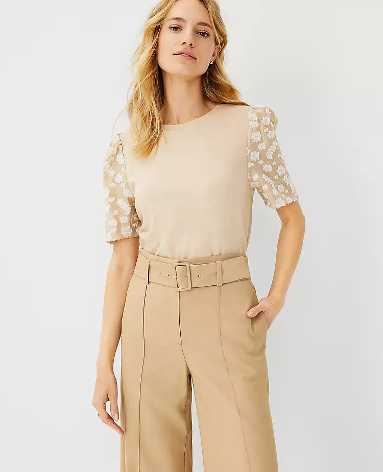 Floral Clip Sleeve Top | Ann Taylor (US)