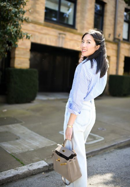 I recommend tucking an oversized striped shirt into your jeans for a more polished look!

#styletip
#summeroutfit
#jeans
#buttondownshirt
#collaredshirt

#LTKSeasonal #LTKstyletip #LTKfindsunder100