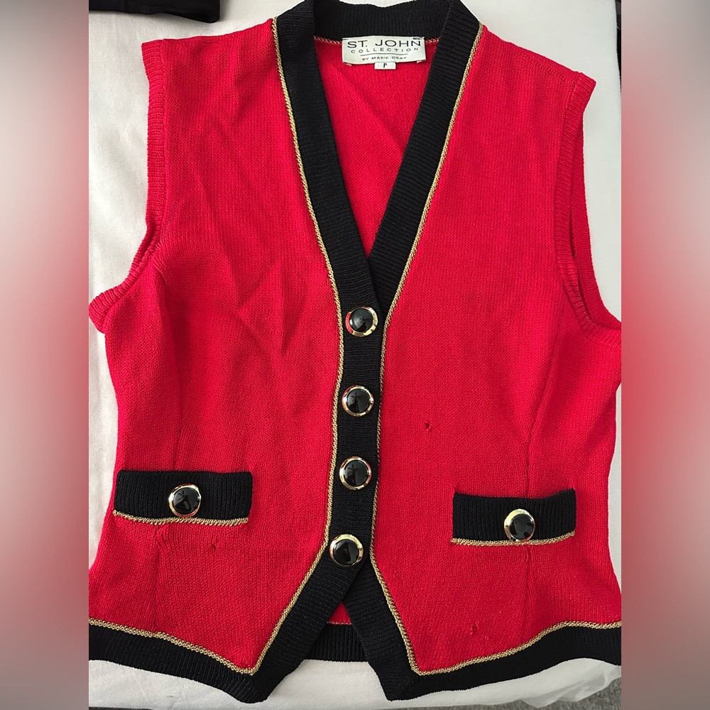 St. John Collection Red and Black Vest | Poshmark