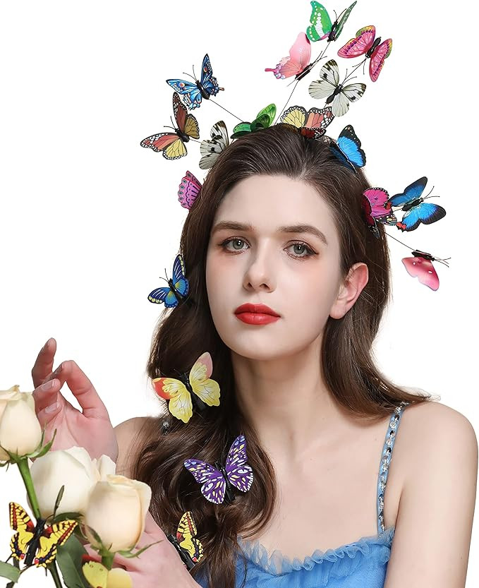 Gionforsy Butterfly Fascinator Headband Monarch Butterfly Headband Crown Tea Party Halloween Cost... | Amazon (US)