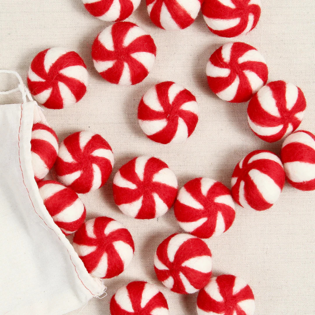 Sweet Stripes Peppermints // Felted Shapes // Holiday - Etsy | Etsy (US)