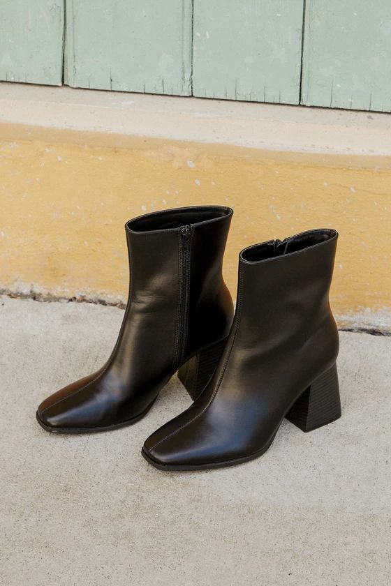 Charleigh Black Square Toe Mid-Calf Boots | Lulus (US)