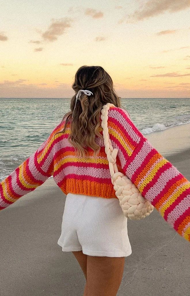 Belmont Pink Stripe Sweater | Beginning Boutique (US)