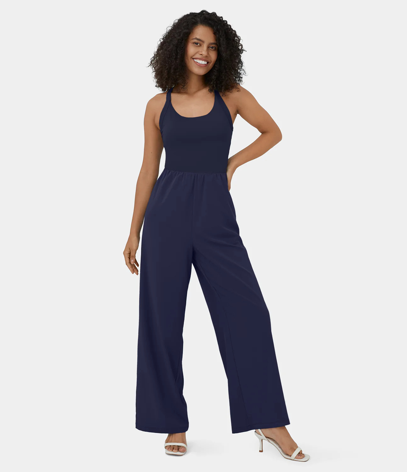 Halara Breezeful™ Backless Cut Out Twisted Sleeveless Side Pocket Flowy Quick Dry Yoga Jumpsuit Work | HALARA