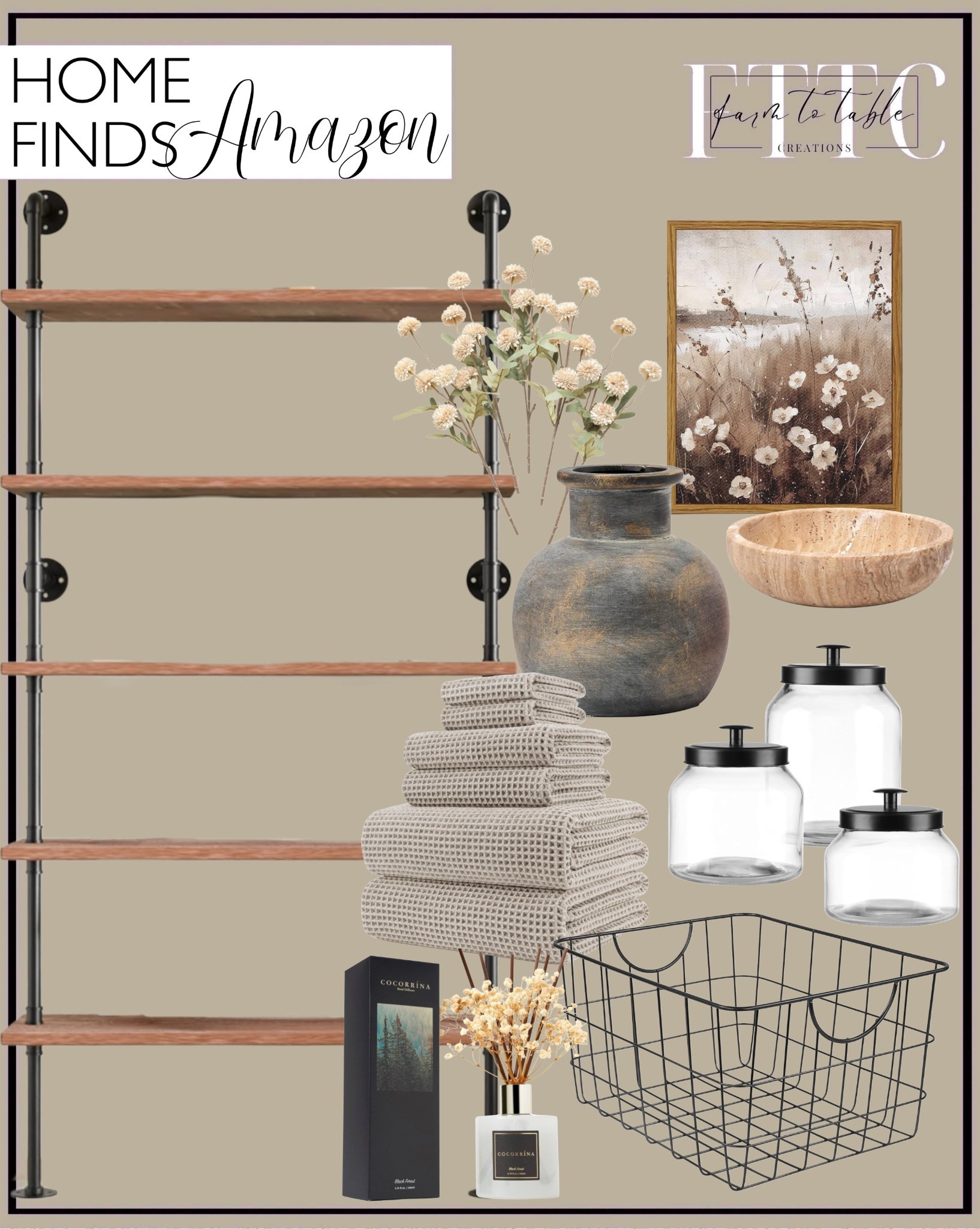 Amazon Home Finds.  Follow @farmtotablecreations on Instagram for more inspiration.

 Five tier industrial ladder shelf. Polyte Oversized Waffle Towels. Canister Set. Utility Wire Baskets. 5 piece faux silk pompom mum artificial flowers. Ceramic Rustic Vase. Travertine decorative bowl. Reed diffuser set. Framed Wall Art. Spring Wall Art. 

Spring Artwork | Framed Art | Console Table | Dining Room | Dining Room Artwork | Bathroom Finds | Bedroom Finds | Bedroom Furniture | nightstands | Home Decor| Fireplace Decor | Spring Refresh |  Bedroom Finds | Neutral Stems | Spring Stems | Bookshelf Decor | Bedroom Space | Cozy  Corner | Bathroom | Curated Entryway | Spring  Decor | End of Year Clearance | Trending Decor | Viral Decor  | Coffee Table Decor | Neutral Decor | Fall Stem Sale | Target Finds | Skinny Bench | Bedroom | Living Room | Breakfast Nook | Amazon Home | Target Sale | Loloi Rugs | Magnolia Home | console table | console table styling | faux stems | entryway space | front porch decor | neutral decor | entryway decor | cozy home | affordable decor |  home decor | home inspiration | console styling | entryway rug | cozy moody home | moody home decor | neutral home | bathroom decor | living room | spring decor | Hearth & Hand | Studio McGee | 2025 Home Trends | trending home | Crate&Barrel 




#LTKHome #LTKSaleAlert #LTKFindsUnder50