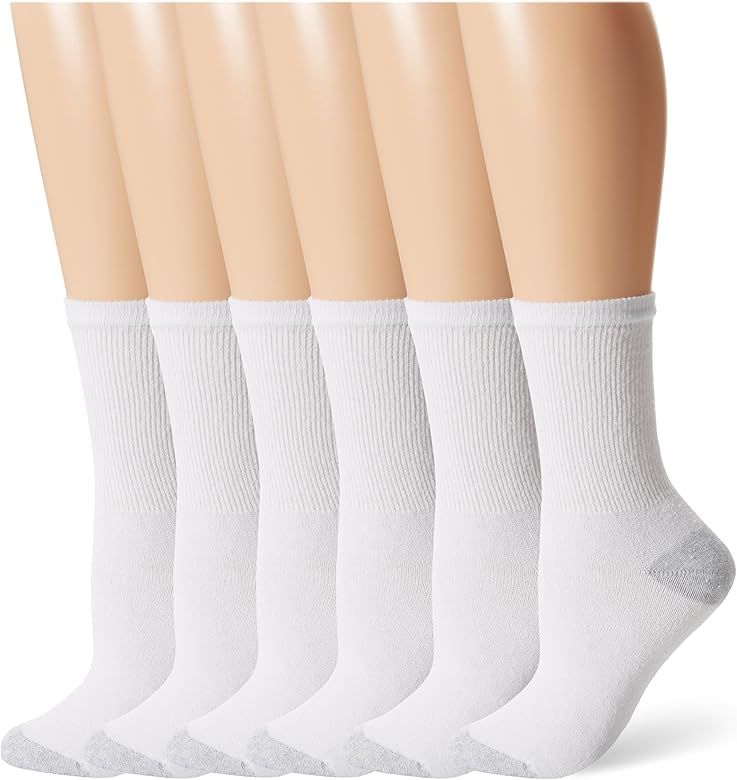 Fruit Of The Loom Women's Plus-Size Core 6 Pack Crew Socks | Amazon (US)