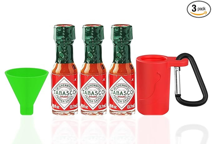 Mini Tabasco Hot Sauce Keychain - Includes 3 Mini Hot Sauce Bottles (.35oz) With Travel Hot Sauce... | Amazon (US)
