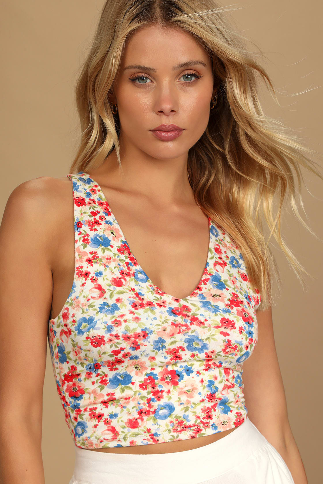 Feel Like Dancing Ivory Multi Floral Print Crop Top | Lulus (US)