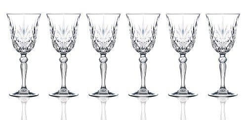 Lorenzo RCR Crystal Collection Water Glass Set Lorren Home Trends-Melodia, 6 Count (Pack of 1), Red Wine Goblet,7.5 fluid ounce | Amazon (US)