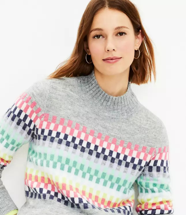Geo Mock Neck Sweater | LOFT