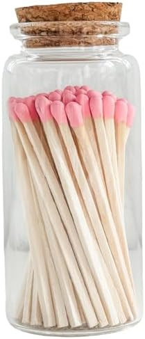 Fancy Safety Matches in 4" Glass Vial, 50 Matchsticks in Glass Jar with Striker, Home Decor Candl... | Amazon (US)