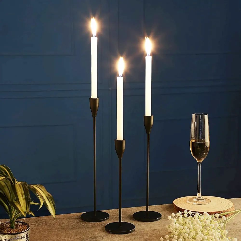 Matte Black Candle Holders Set of 3 - Black Candlstick Holders - Taper Candle Holder for Wedding,... | Amazon (US)