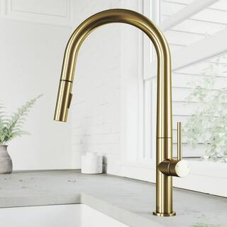 VIGO Greenwich Single-Handle Pull-Down Sprayer Kitchen Faucet in Matte Gold VG02029MG | The Home Depot