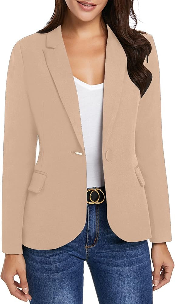luvamia Women's Long Sleeve Formal Notch Lapel Button Down Blazer Pockets Jacket | Amazon (US)