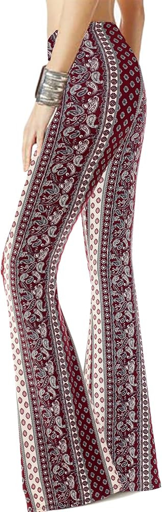 WSPLYSPJY Women's Print Stretch Bell Bottom Flare Palazzo Pants Trousers | Amazon (US)
