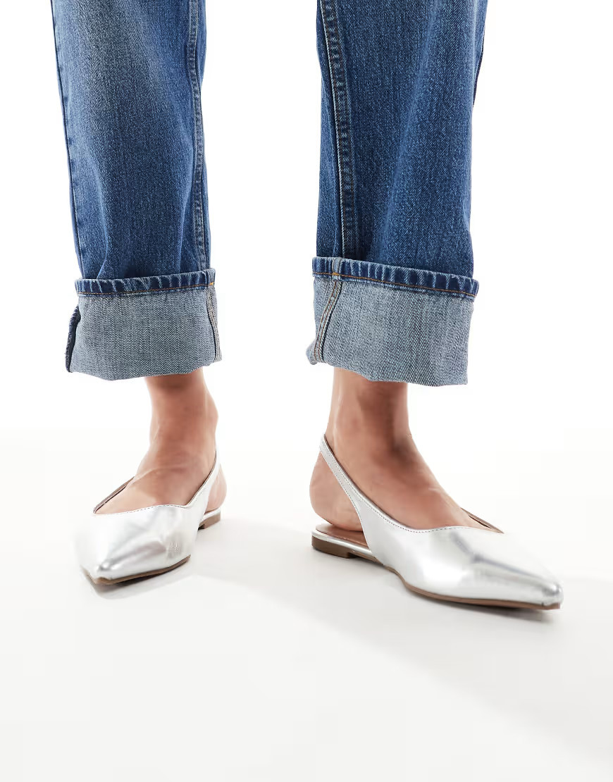 New Look slingback ballet flat in silver | ASOS (Global)