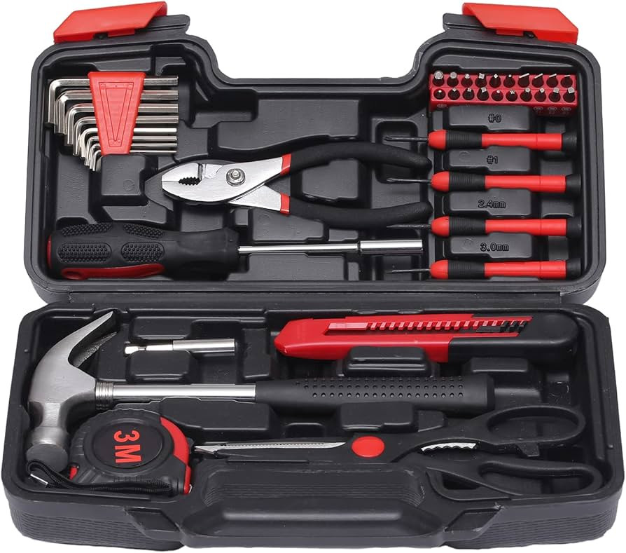 39-Piece Household Tools Kit - Small Basic Home Tool Set with Plastic Toolbox - Great for College... | Amazon (US)
