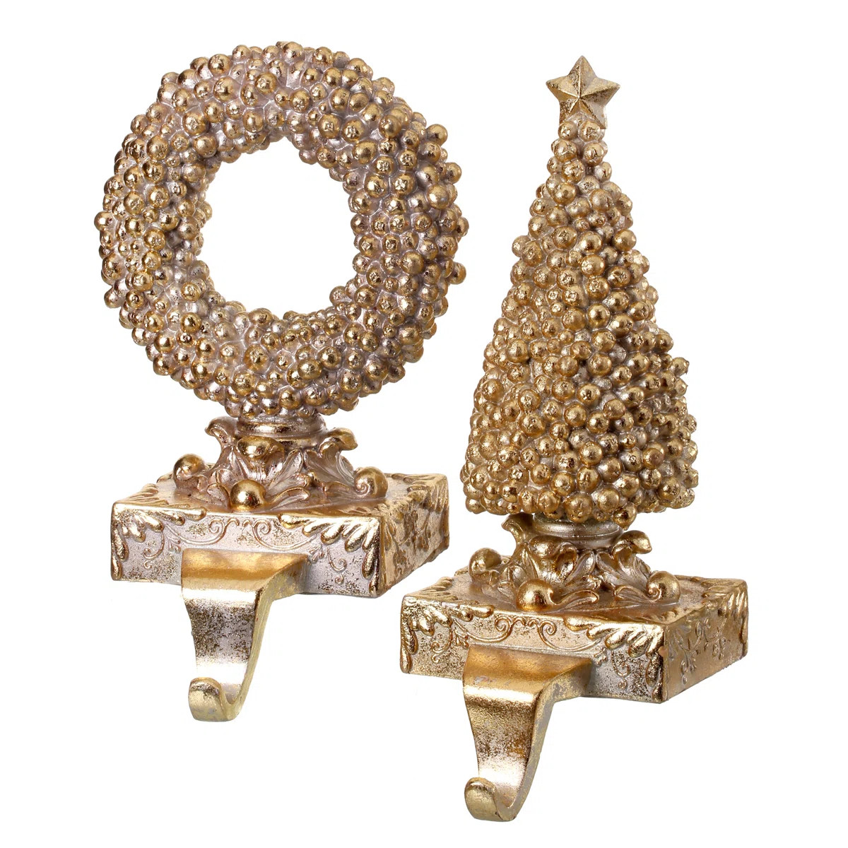 2 Piece Gilded Berry Stocking Holder Decorative Accent Set | Wayfair North America