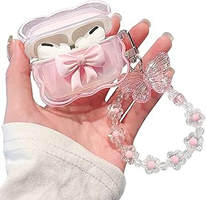 MINSCOSE Compatible with AirPods Pro Clear Case,3D Bow Pattern Design with Cute Butterfly Flower ... | Amazon (US)