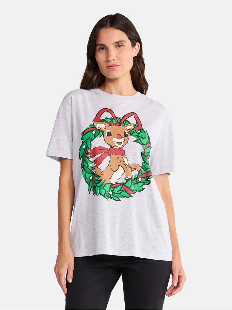 Rudolph the Red-Nosed Reindeer Women's Christmas Graphic Tee, Sizes XXS-XXL | Walmart (US)