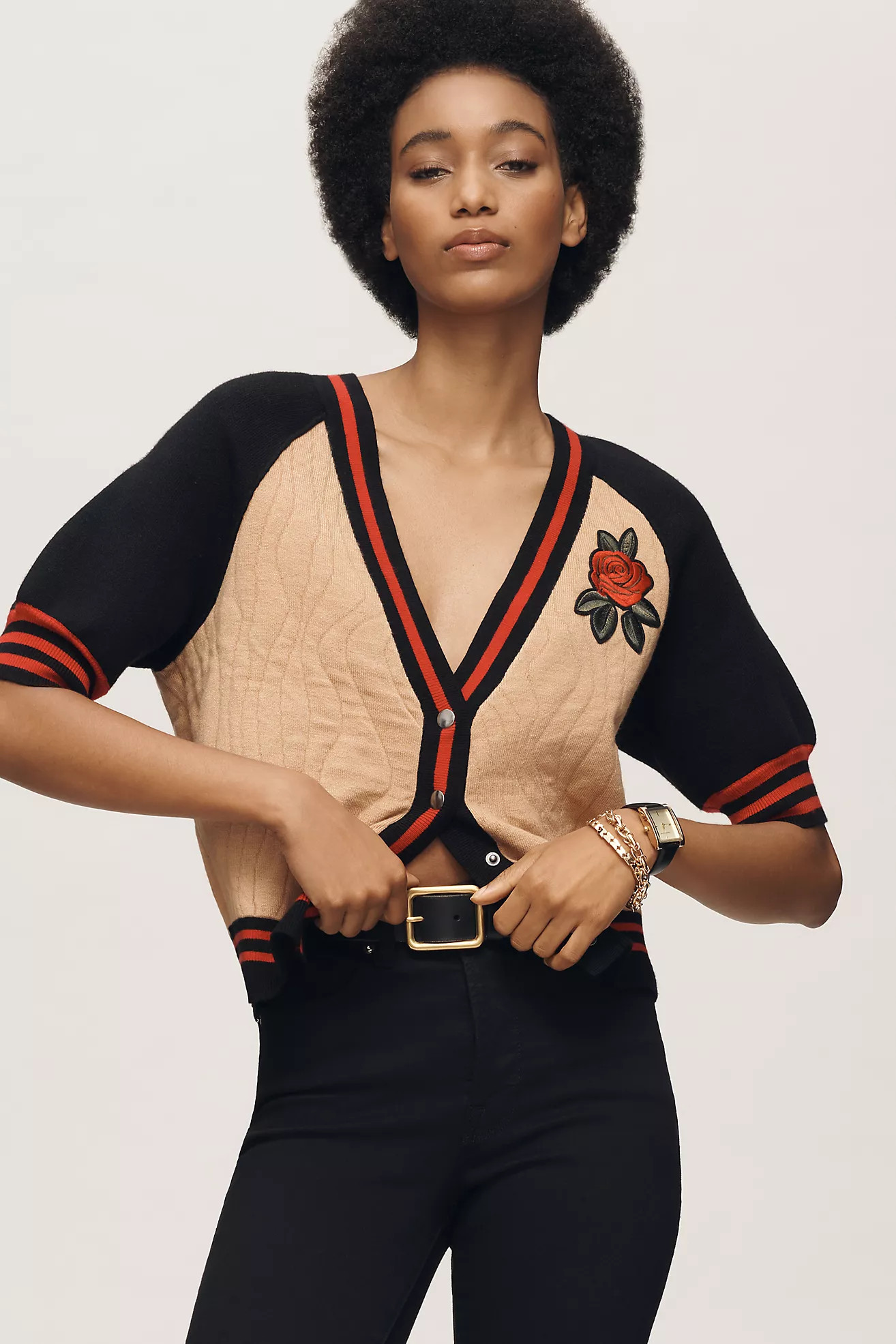 Maeve Sporty Short-Sleeve Cardigan Sweater | Anthropologie (US)