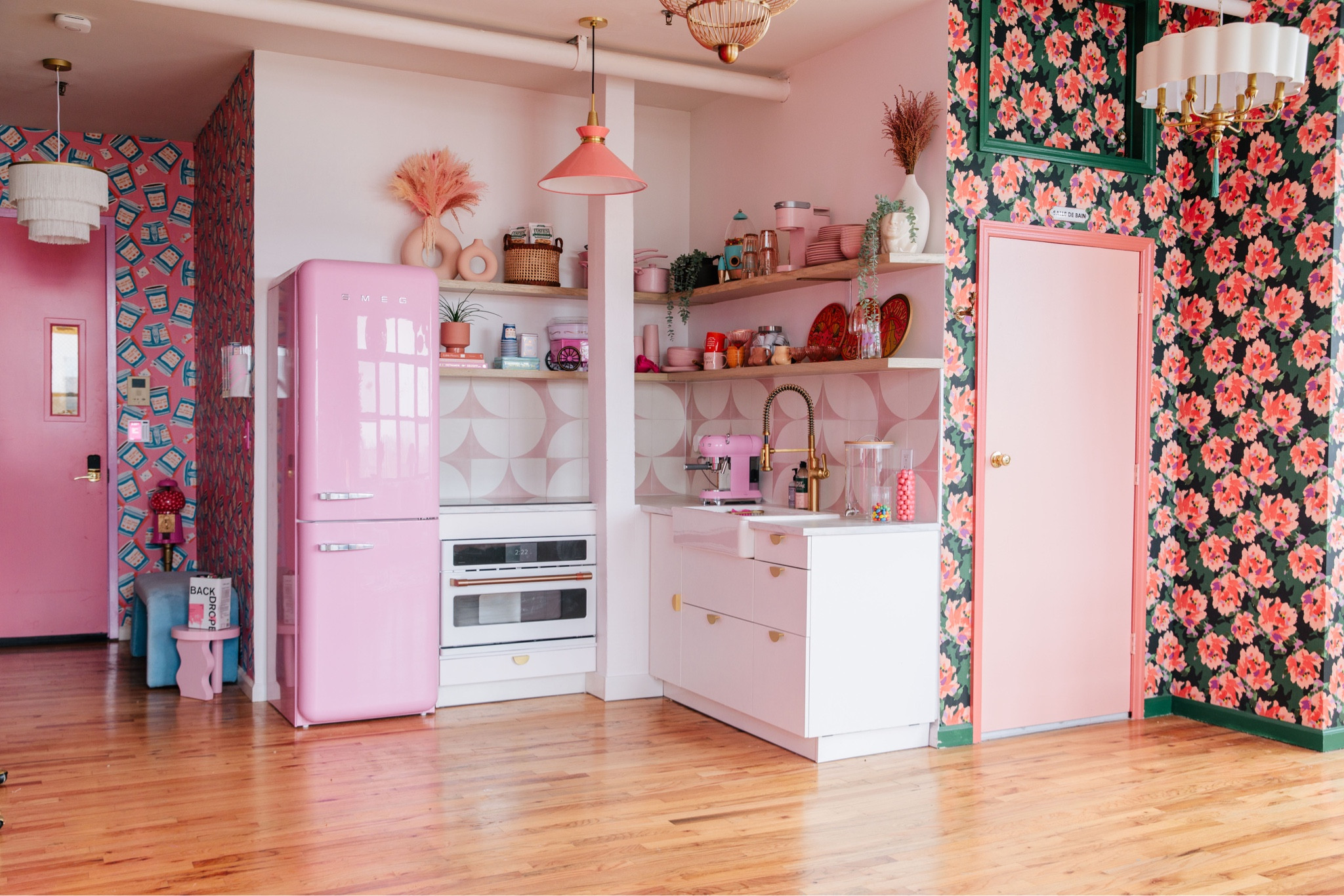 Colorful pink kitchen wallpaper floral wallpaper 

#LTKhome