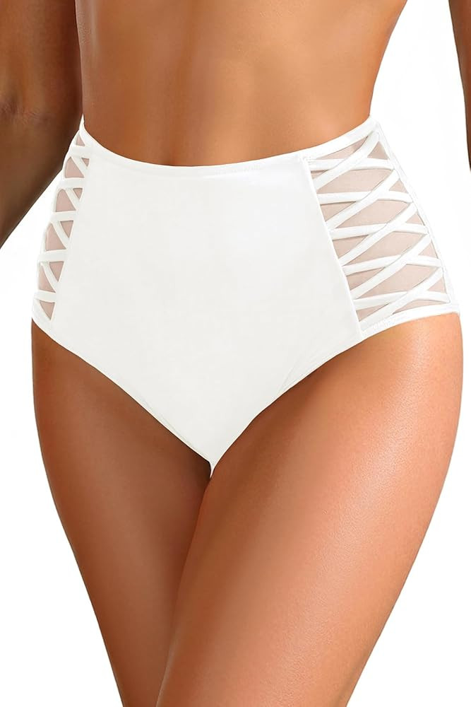 Tempt Me Women High Waisted Bikini Bottom - Tummy Control Swimsuit Full Coverage Bathing Suit Sid... | Amazon (US)