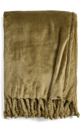 Nordstrom Bliss Throw Blanket in Olive Sphagnum at Nordstrom Rack | Nordstrom Rack