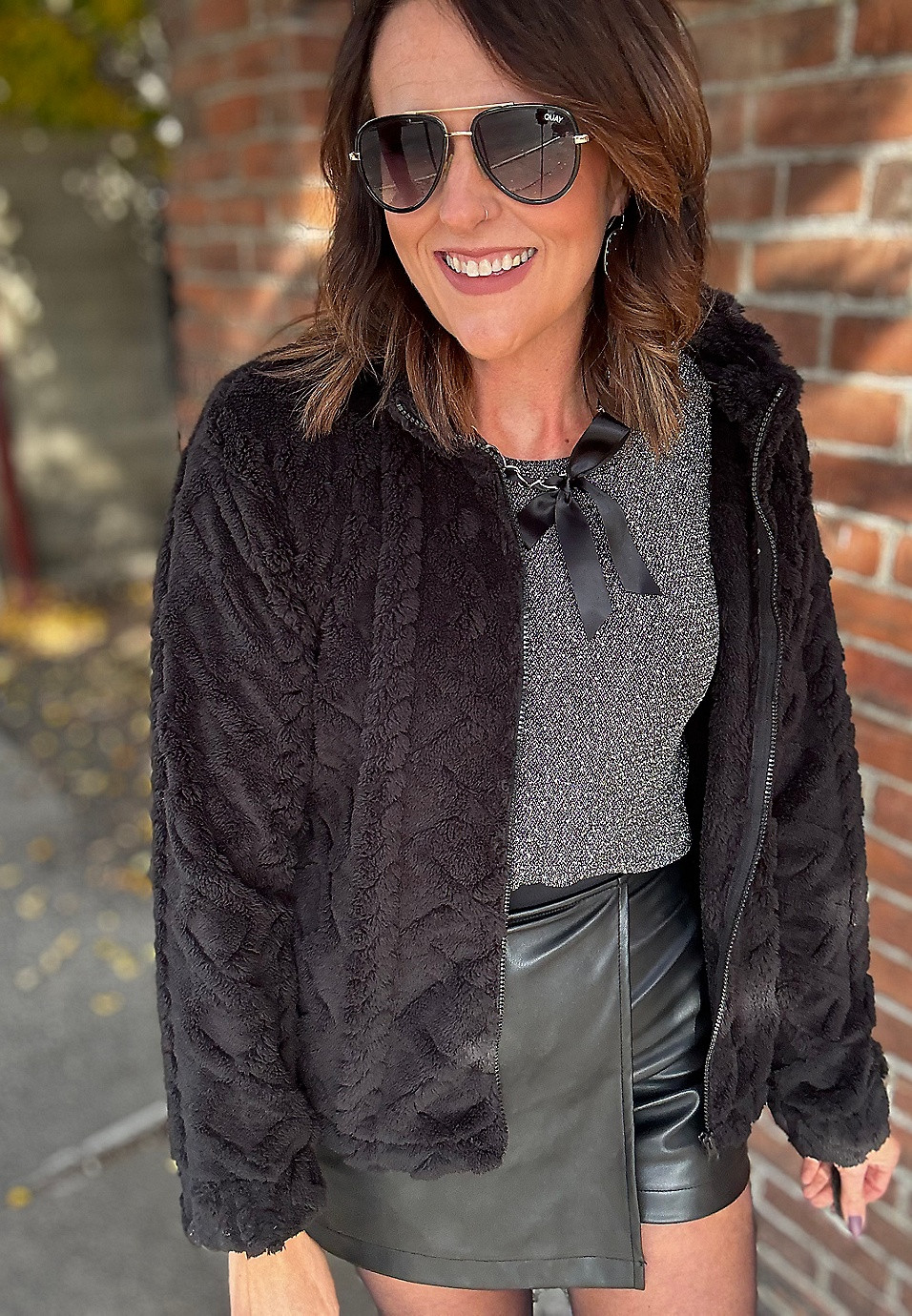 Studio Y Cabled Texture Sherpa Jacket | Maurices