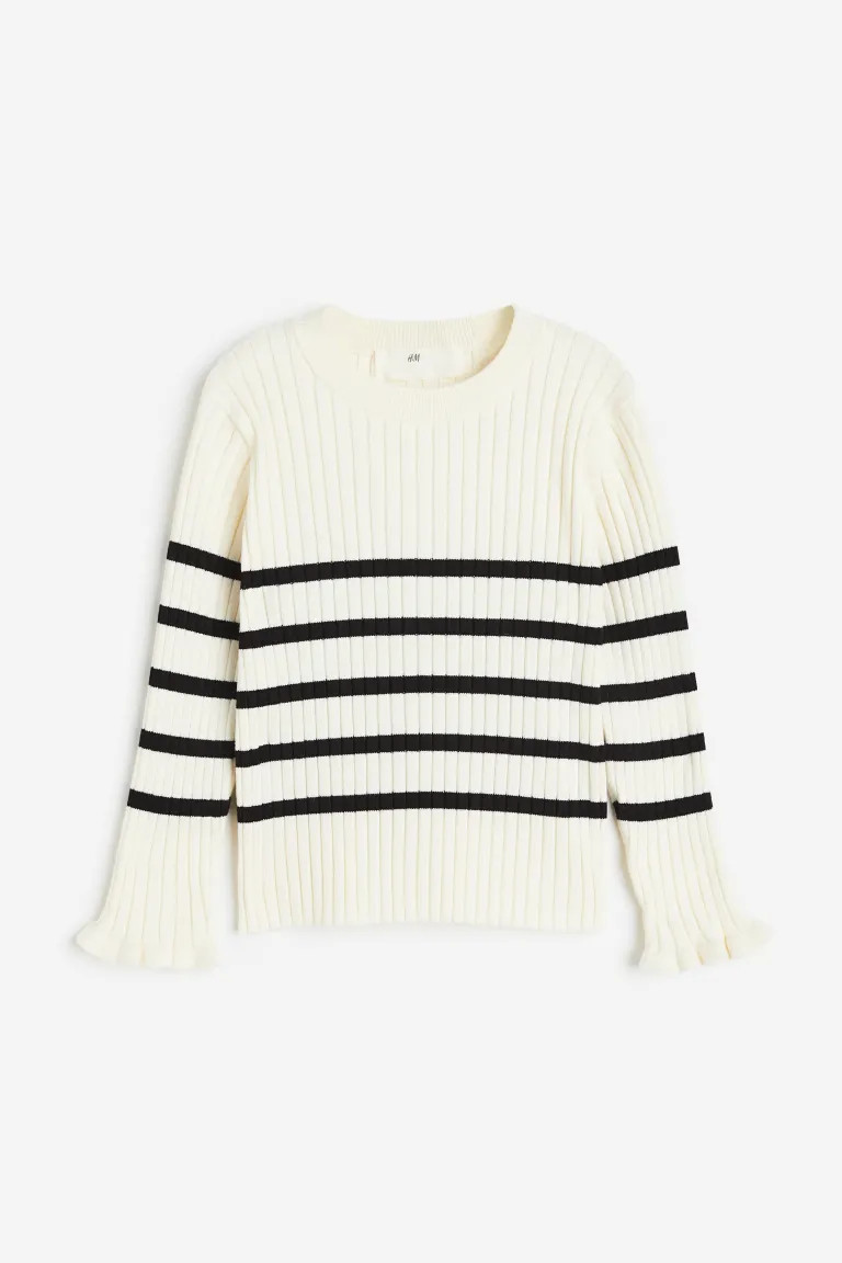 Rib-knit Sweater - White/striped - Kids | H&M US | H&M (US + CA)