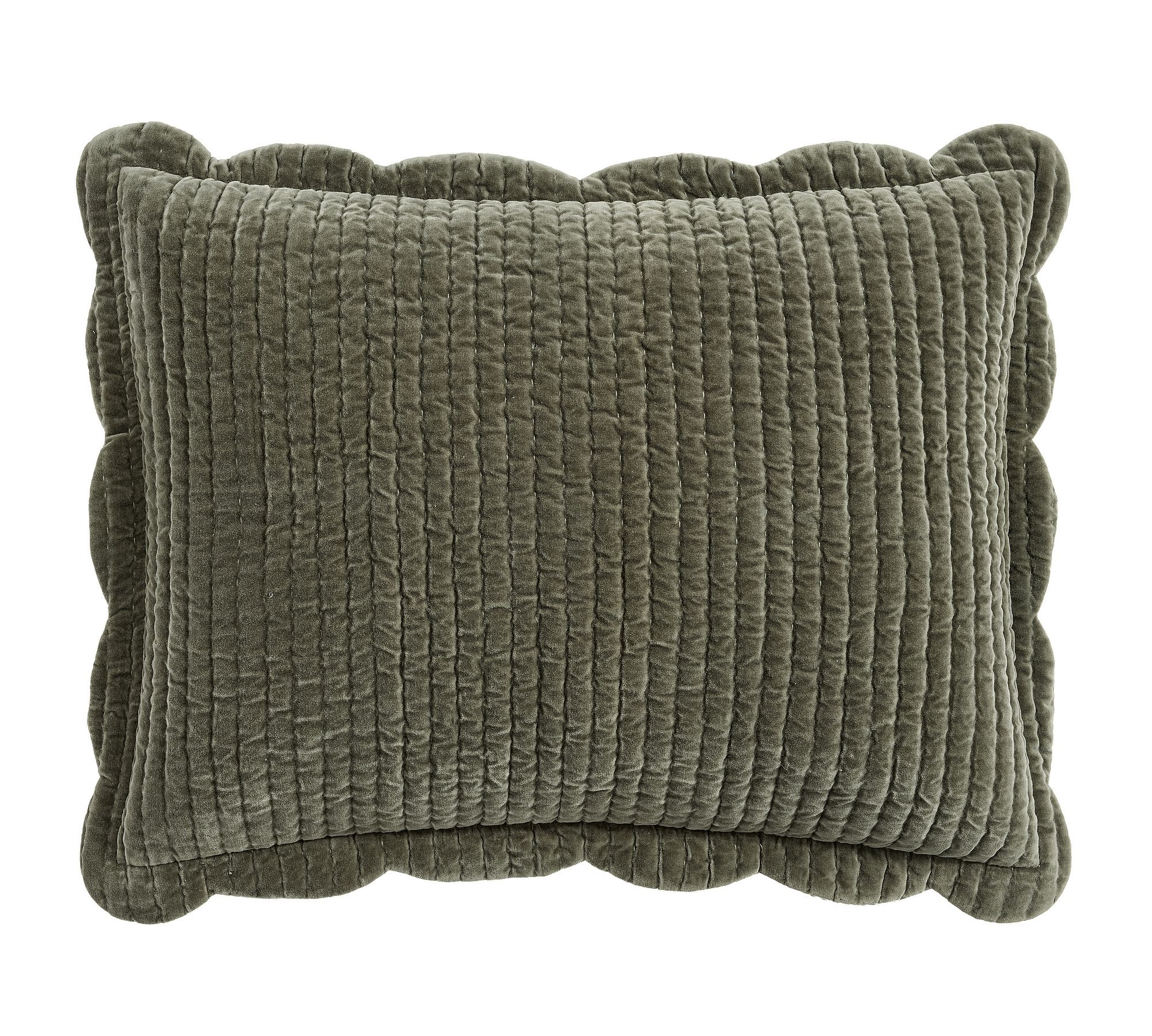 Velvet Scalloped Edge Reversible Quilted Sham | Pottery Barn (US)