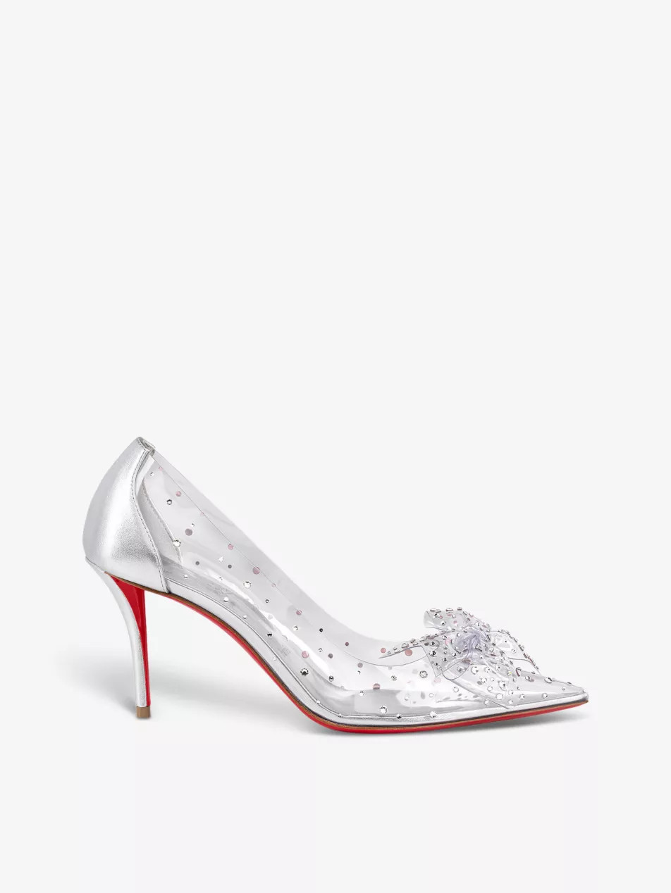 Jelly Strass 80 crystal-embellished leather and PVC heeled courts | Selfridges