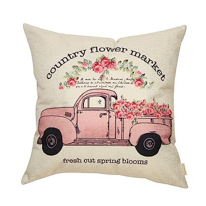 Fahrendom Country Flower Market Vintage Pink Truck Farmhouse Décor Fresh Cut Spring Blooms Sign ... | Amazon (US)
