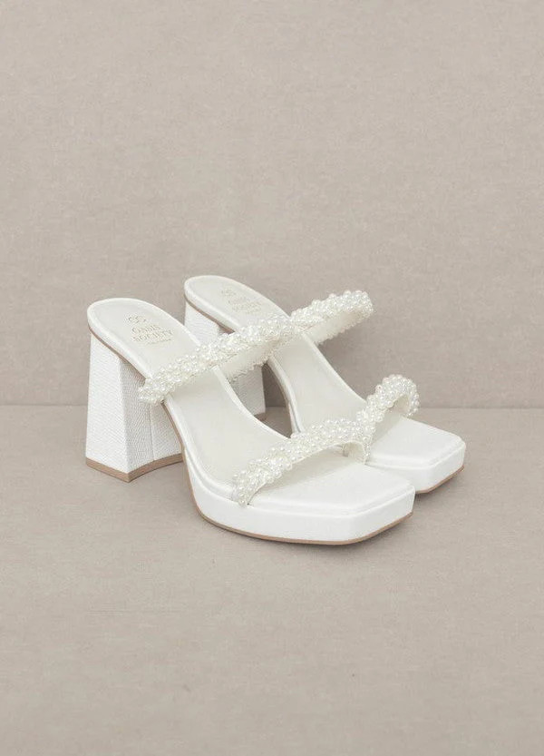 Auralina Block Heel - Pearl White | Petal & Pup (US)