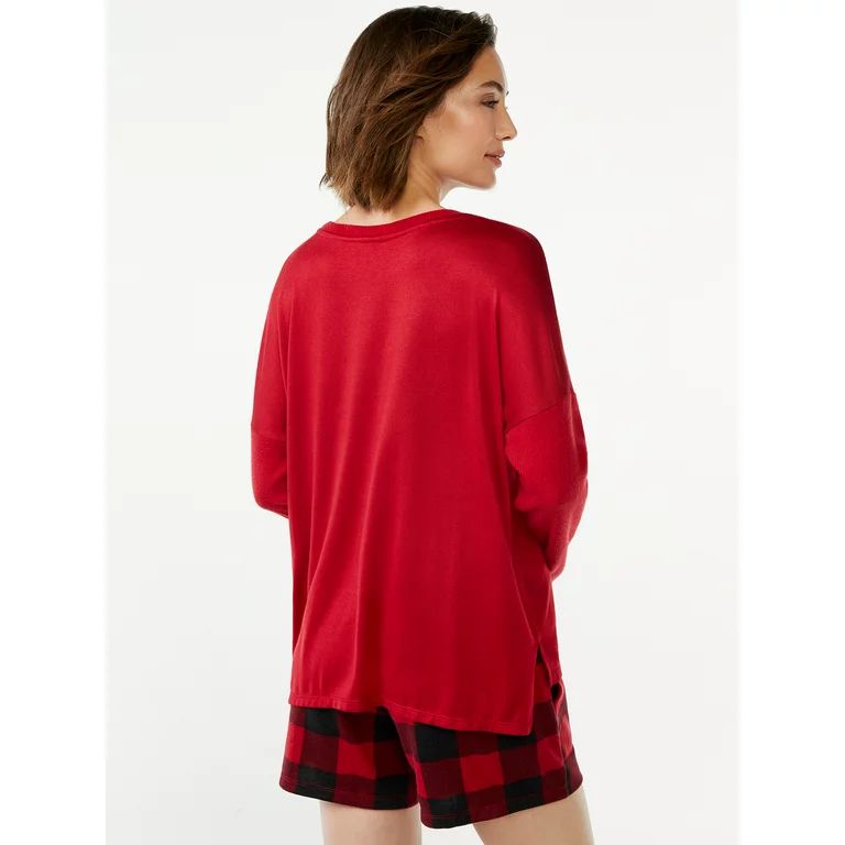 Joyspun Women’s Long Sleeve Top and Shorts Pajama Set, 2-Piece, Sizes up to 3X | Walmart (US)