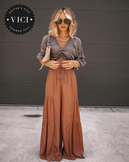 Happy Valley Satin Pocketed Pants - Cinnamon | VICI