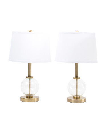 2pk 22in Glass Ball Metal Table Lamps | Marshalls