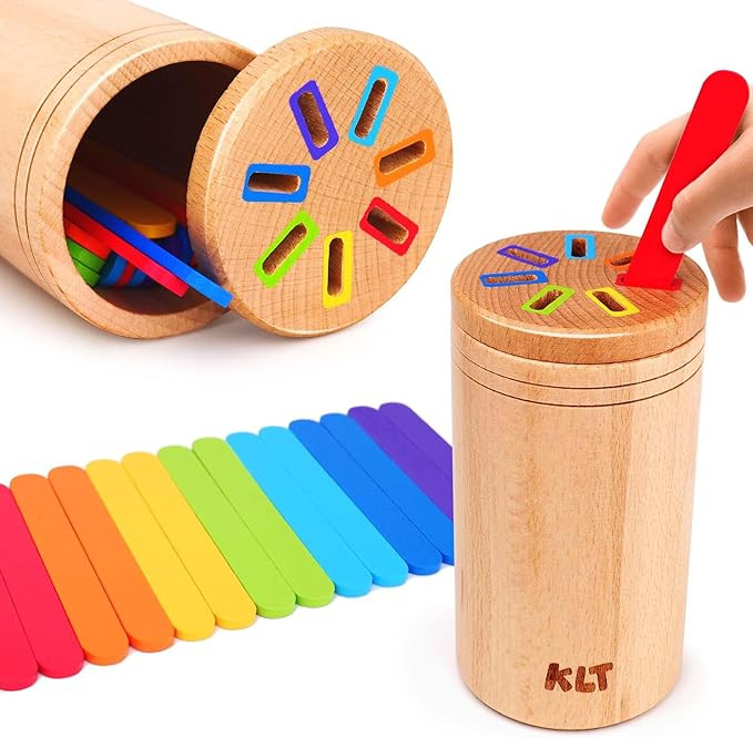 KLT Montessori Toys for 1-3 Year Old: Wooden Learning Color Sorting Toys for Toddlers Age 1 2 3, ... | Amazon (US)