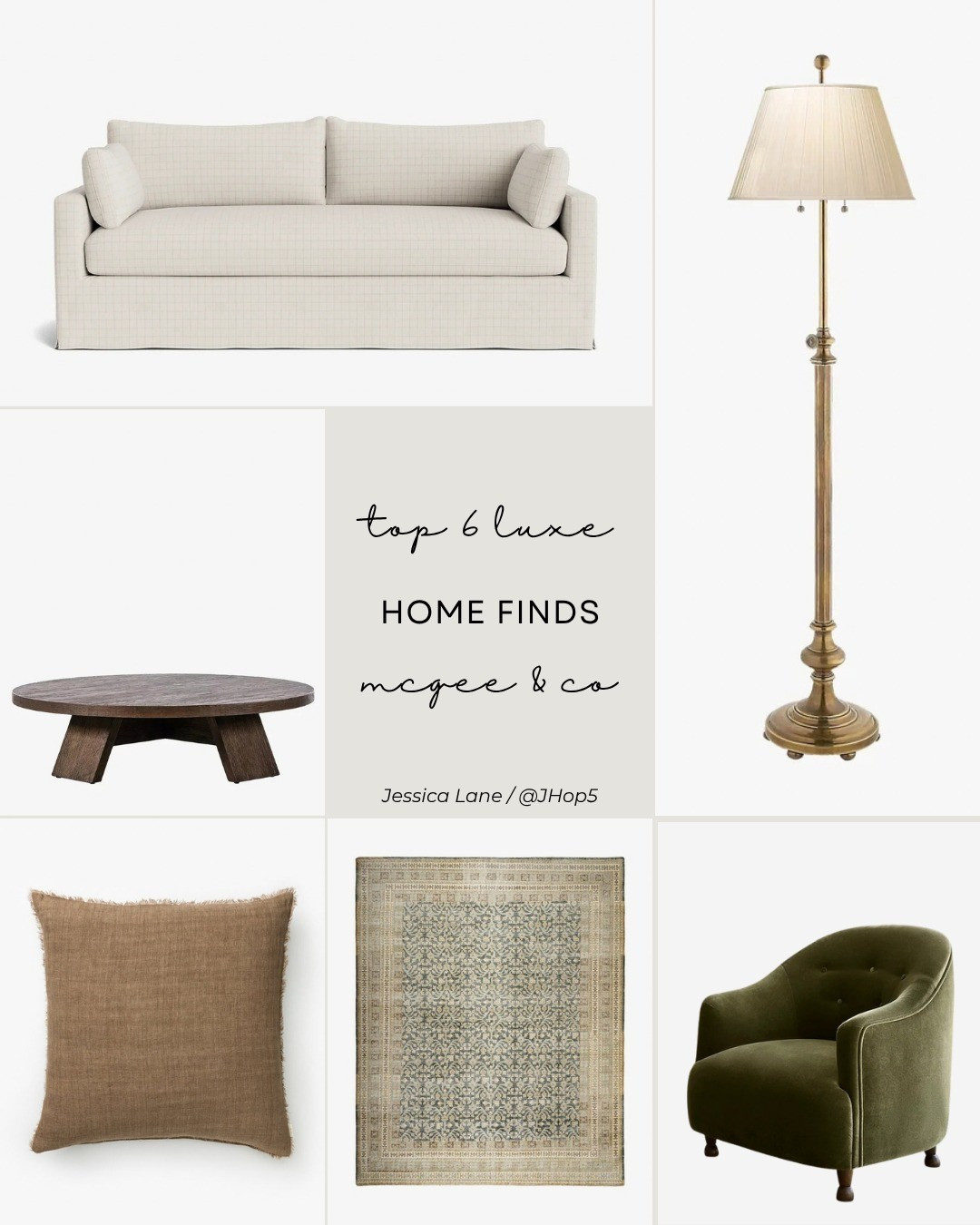 Six luxe McGee & Co. finds 🤎 Soft ivory, rich olive, warm wood, and brass details for a beautifully layered living room.#McGeeAndCo #LuxeHome #LivingRoomInspo #HomeDecor

#LTKHome