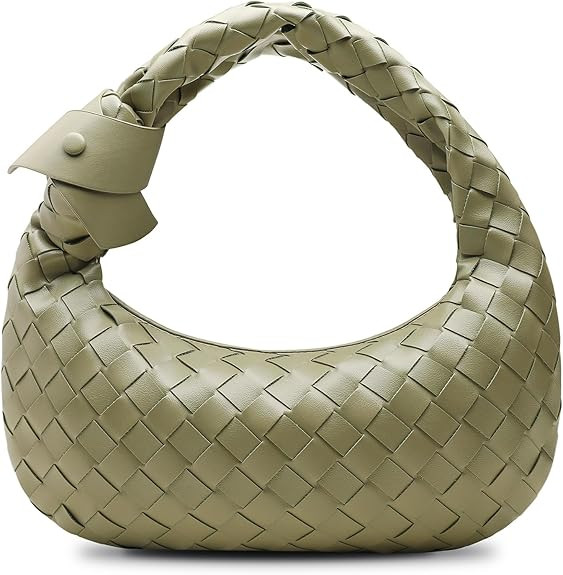 Leather Woven Knot Clutch Dumpling Hobo Top Handle Bag | Amazon (US)