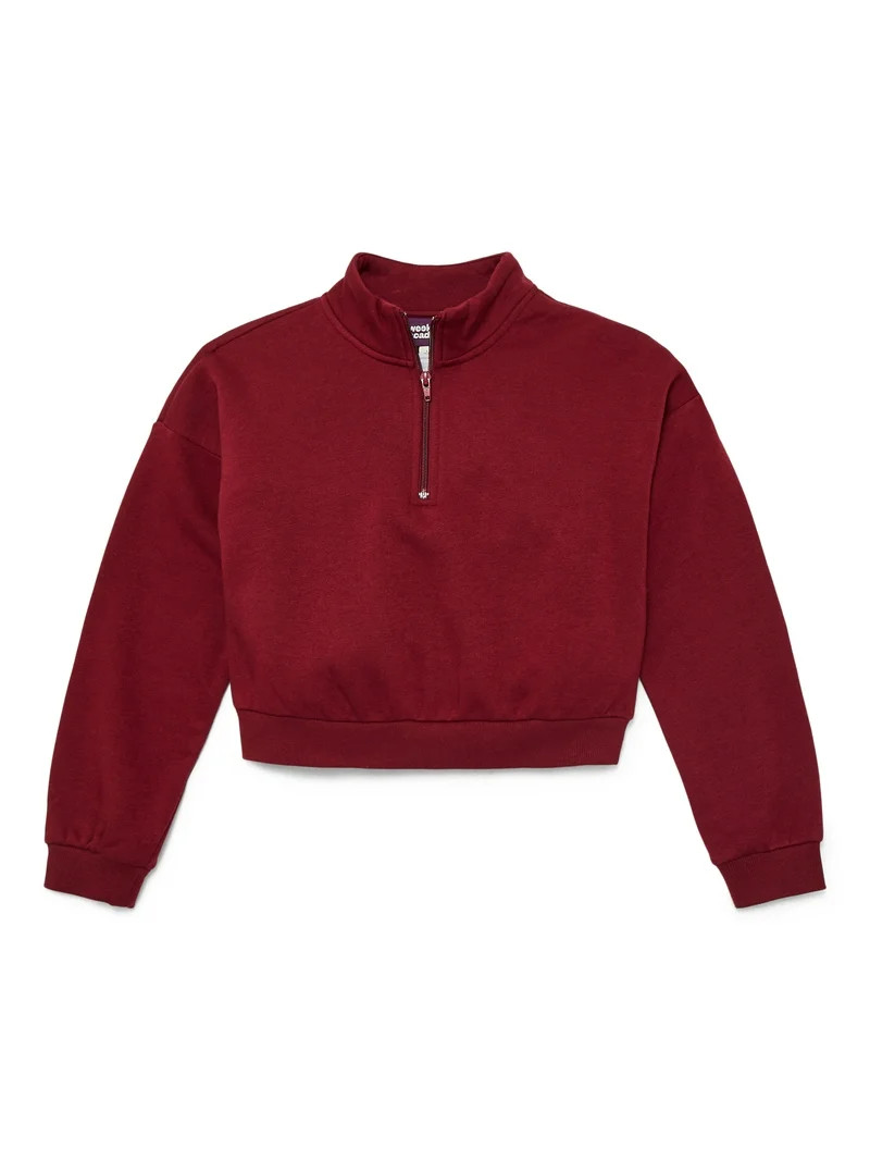 Weekend Academy Girls Fleece Quarter Zip Sweatshirt, Sizes 4-18 | Walmart (US)