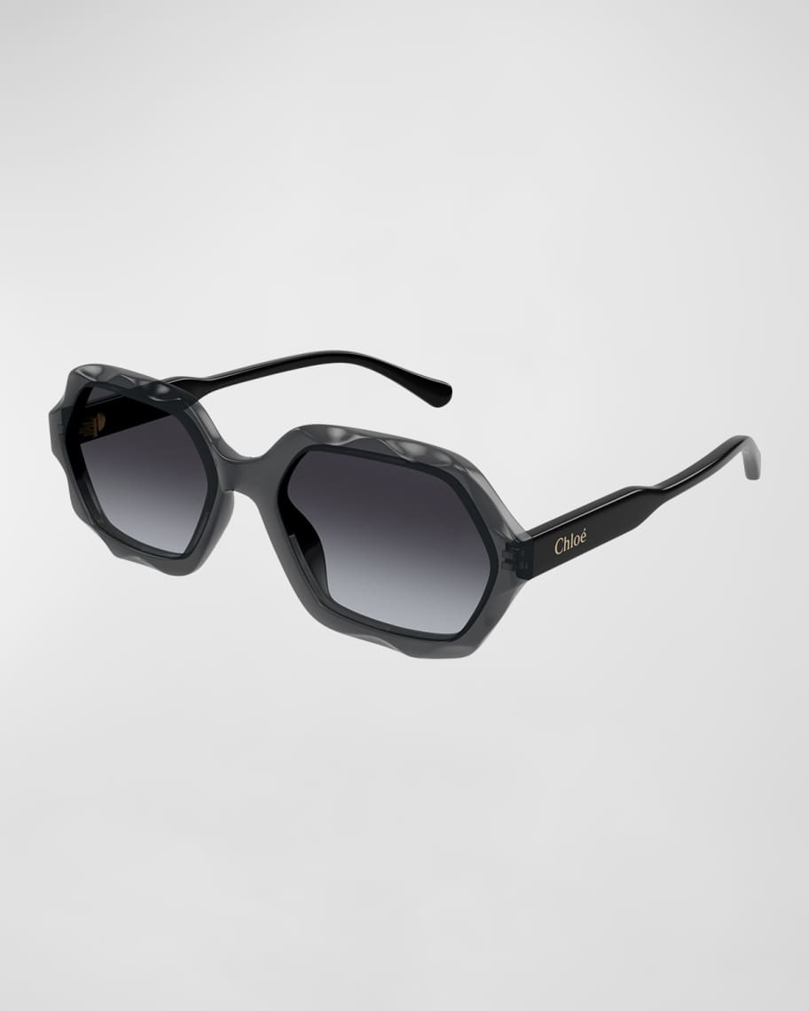 Chloe Wavy Acetate Rectangle Sunglasses | Neiman Marcus