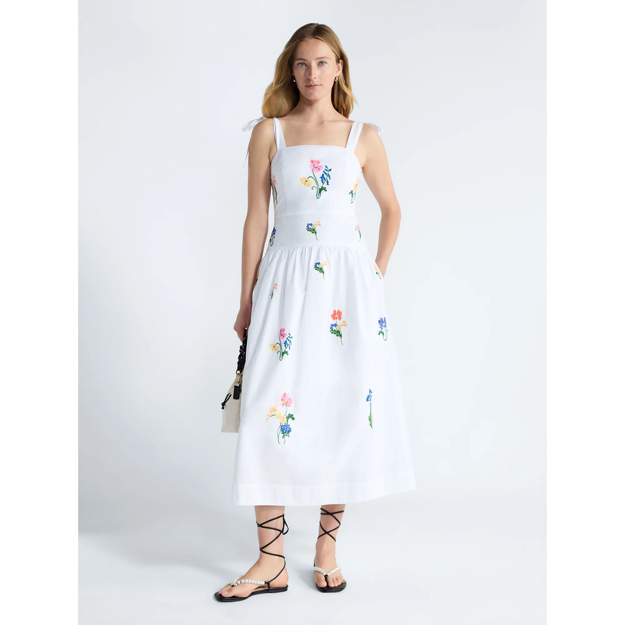 Free Assembly Women's and Women's Plus Embroidered Cotton Sleeveless Maxi Dress, Sizes XS-4X | Walmart (US)
