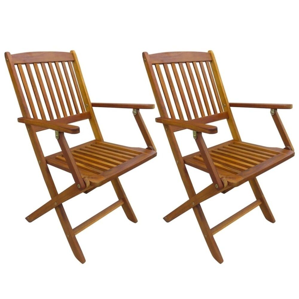 Folding Garden Chairs 2 pcs Solid Eucalyptus Wood | Bed Bath & Beyond