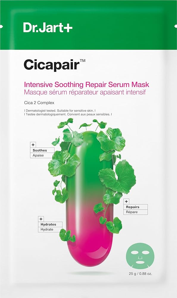 Dr.Jart+ Cicapair Sensitive Skin Serum Korean Face Mask for Redness with Centella Asiatica | Shee... | Amazon (US)