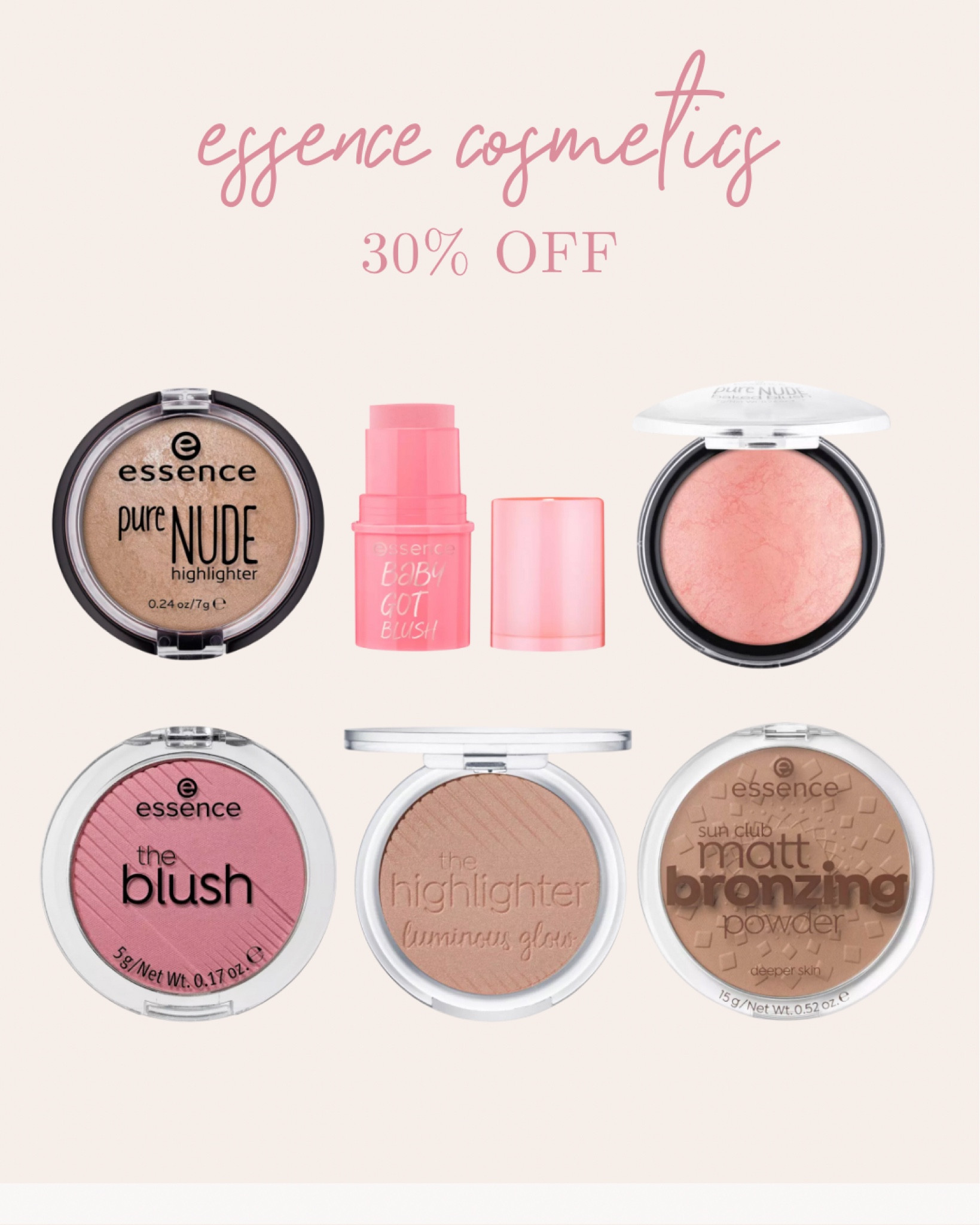 30% off all Essence cosmetics face products! This brand is super affordable to begin with! 

Literally all of these products are seriously good!

#LTKbeauty #LTKsalealert